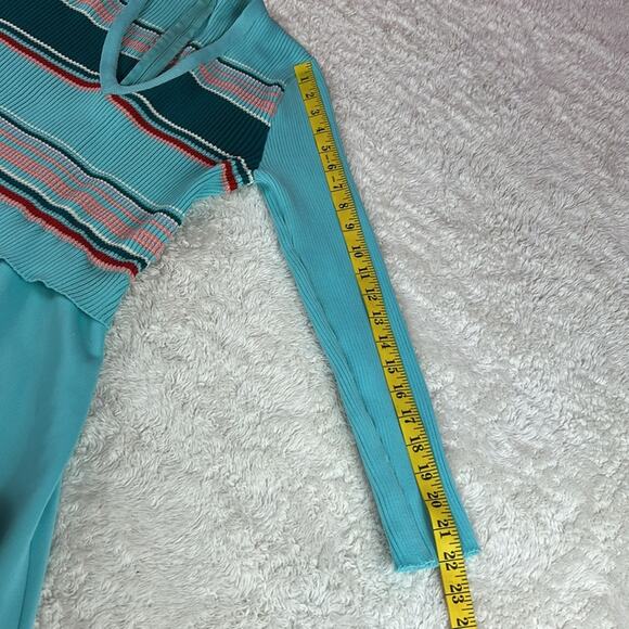 Vintage 70s Giamo Knits turquoise blue maxi sweater dress, small-med - Picture 8 of 9
